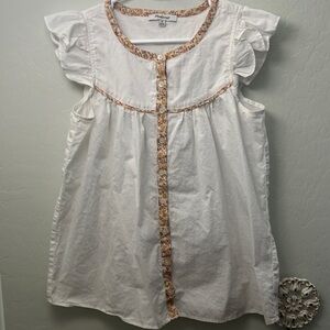 Madewell button blouse with floral trim